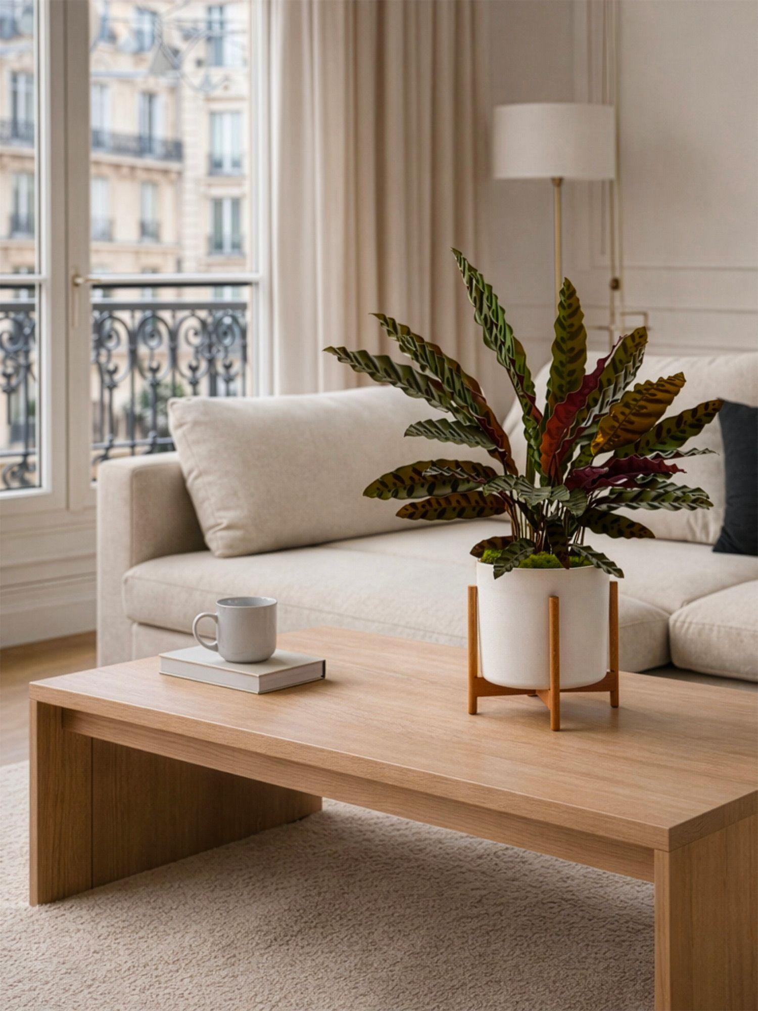 Calathea Insignis Paon de Rio dans salon moderne