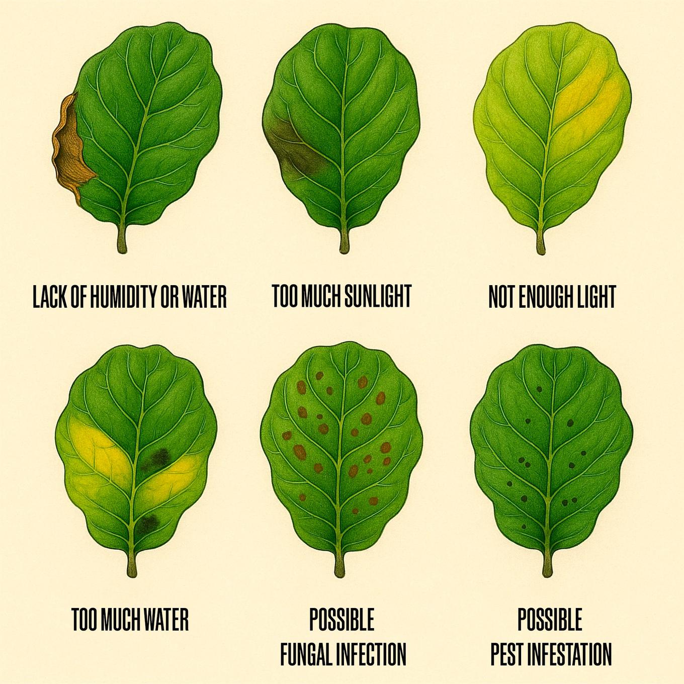Recognize and Treat Common Problems from Lyrata leafs